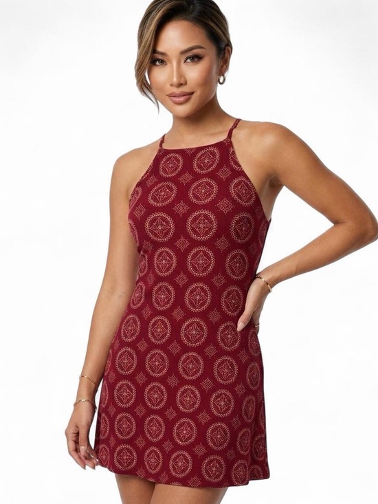 Brandy Melville Dresses & Skirts - Brandy Melville Burgundy Boho Mini Dress Size S